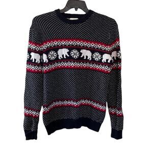 Aspen Mens Polar Bear Snowflake Knit Holiday Sweater
